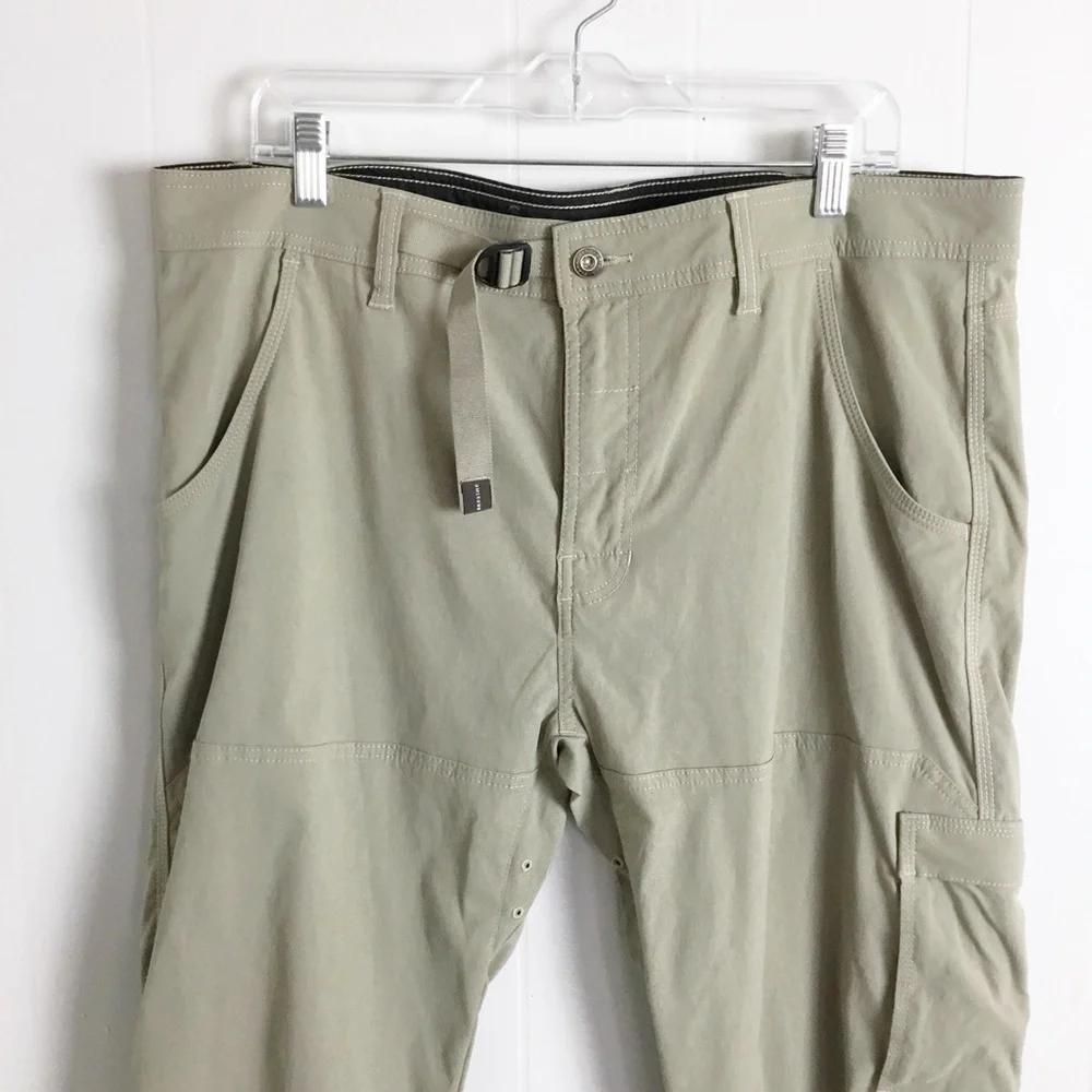 PrAna Breathe Stretch Cargo Pants Hiking Straight Roll up Leg  Mens 38X32